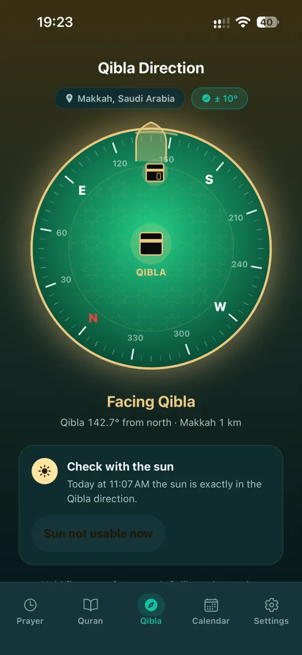 Salat iOS Qibla direction compass
