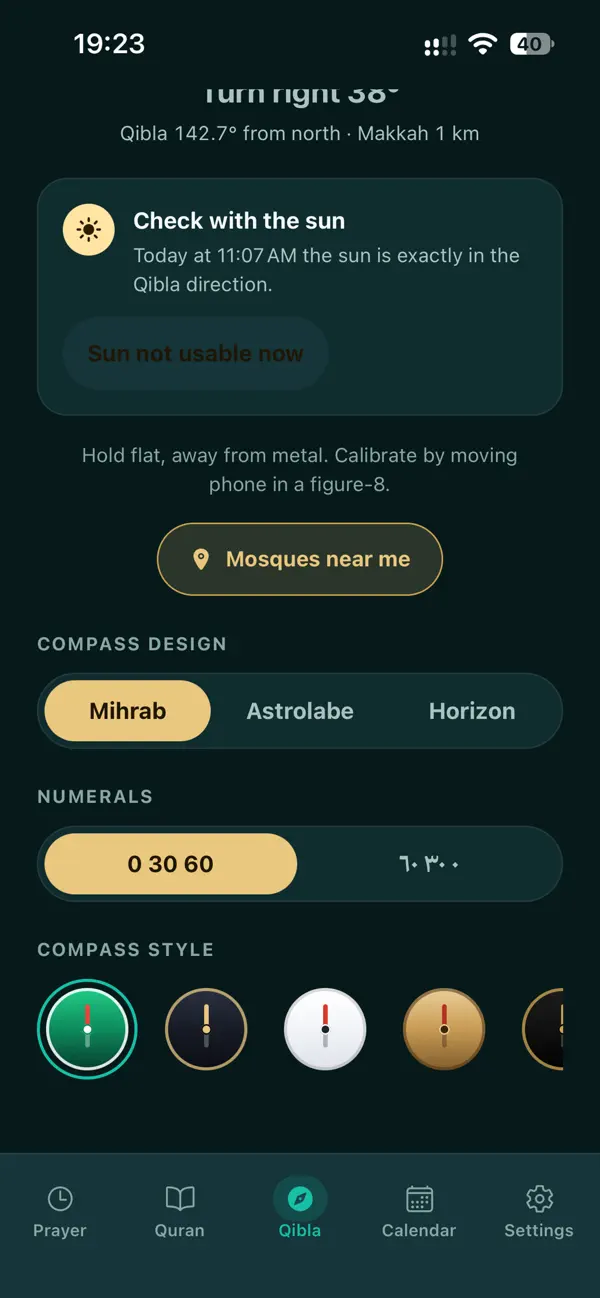 Salat iOS qibla compass customization